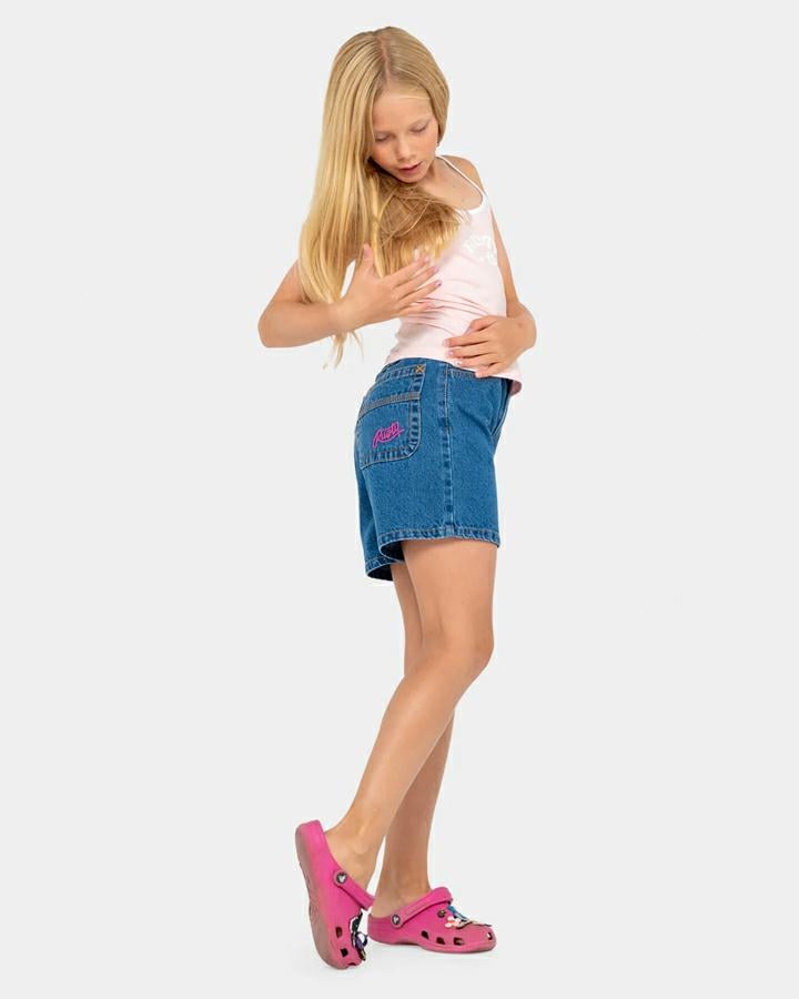 Rusty Cyprus High Denim Short G Middy Blue 1. Rusty Walkshorts - Fitted Waist in Girls Walkshorts - Fitted Waist & Girls Shorts. Code: WKG0042