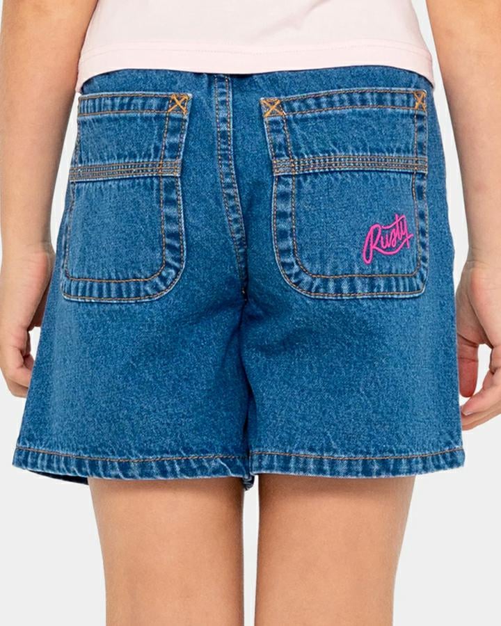 Rusty Cyprus High Denim Short G Middy Blue 1. Rusty Walkshorts - Fitted Waist in Girls Walkshorts - Fitted Waist & Girls Shorts. Code: WKG0042