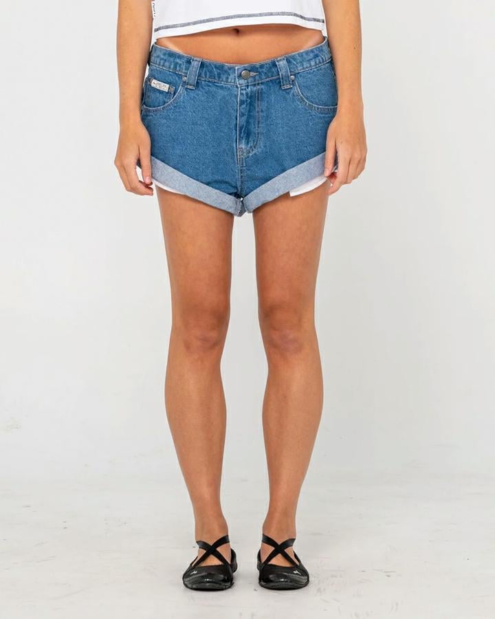 Rusty Pheonix Low Rise Denim Mi Middy Blue. Rusty Walkshorts - Fitted Waist in Womens Walkshorts - Fitted Waist & Womens Shorts. Code: WKL0811