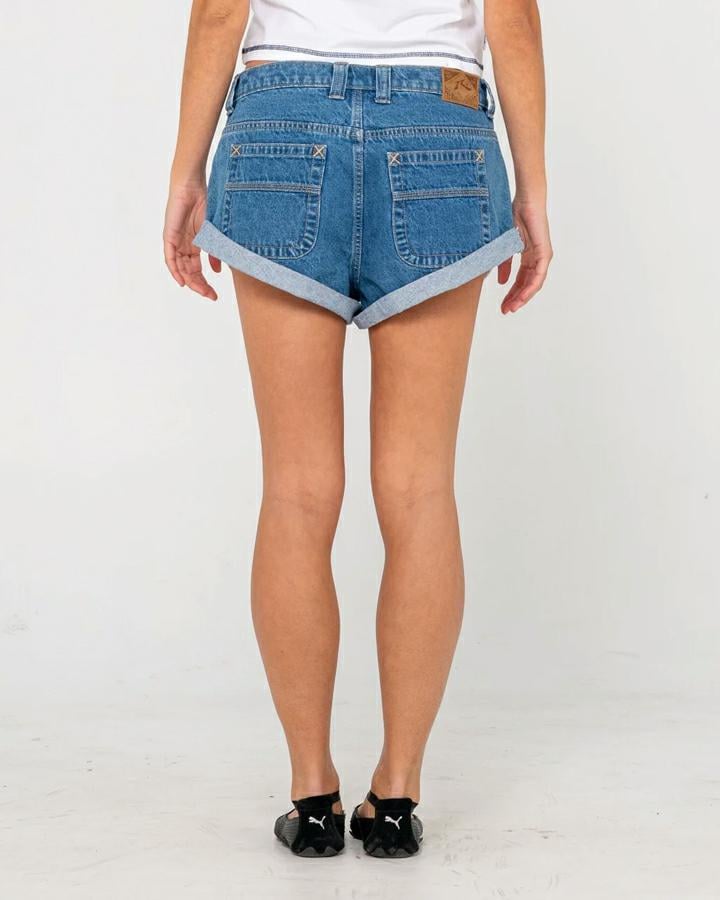 Rusty Pheonix Low Rise Denim Mi Middy Blue. Rusty Walkshorts - Fitted Waist in Womens Walkshorts - Fitted Waist & Womens Shorts. Code: WKL0811