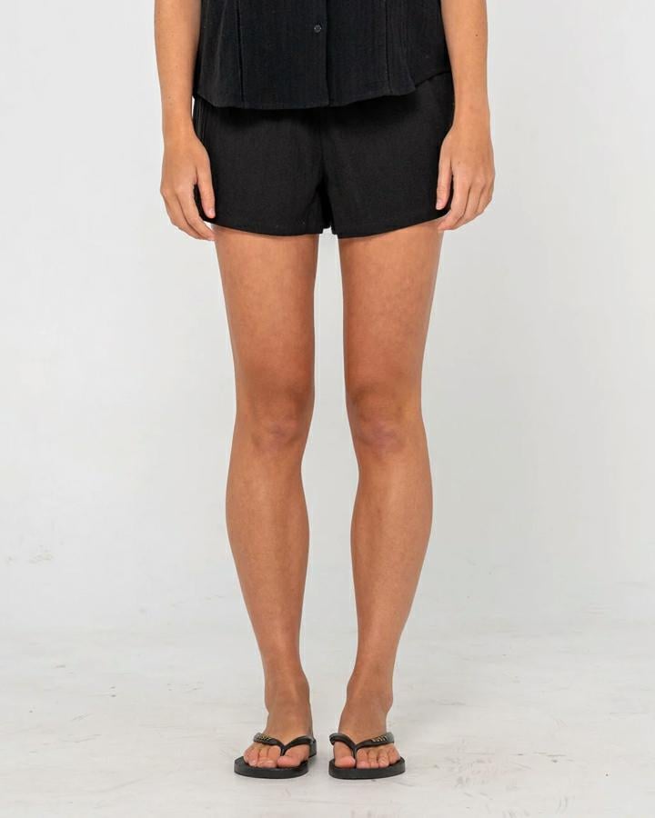 Rusty Rumour Lounge Short Black. Rusty Walkshorts - Elastic Waist in Womens Walkshorts - Elastic Waist & Womens Shorts. Code: WKL0833