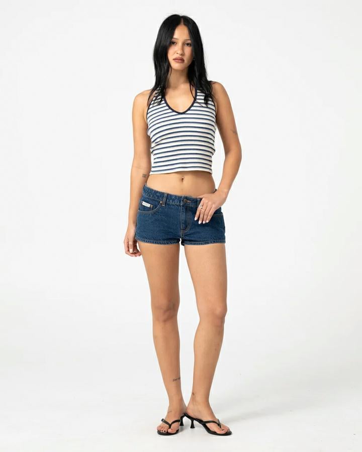 Rusty Lemmy Low Rise Micro Mini Deep Sea Blue. Rusty Walkshorts - Fitted Waist in Womens Walkshorts - Fitted Waist & Womens Shorts. Code: WKL0862