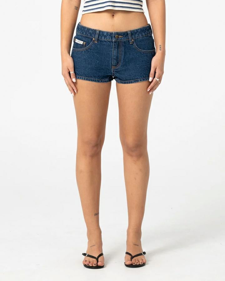 Rusty Lemmy Low Rise Micro Mini Deep Sea Blue. Rusty Walkshorts - Fitted Waist in Womens Walkshorts - Fitted Waist & Womens Shorts. Code: WKL0862