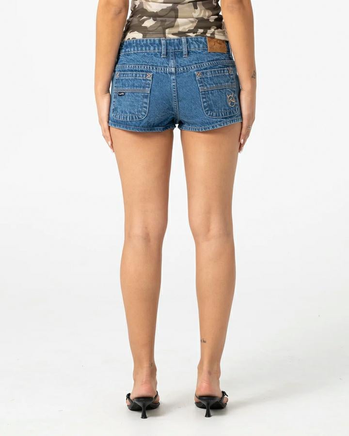 Rusty Lemmy Low Rise Micro Mini Middy Blue. Rusty Walkshorts - Fitted Waist in Womens Walkshorts - Fitted Waist & Womens Shorts. Code: WKL0862