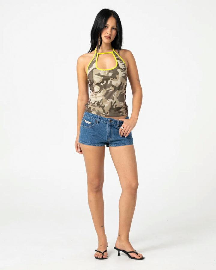 Rusty Lemmy Low Rise Micro Mini Middy Blue. Rusty Walkshorts - Fitted Waist in Womens Walkshorts - Fitted Waist & Womens Shorts. Code: WKL0862
