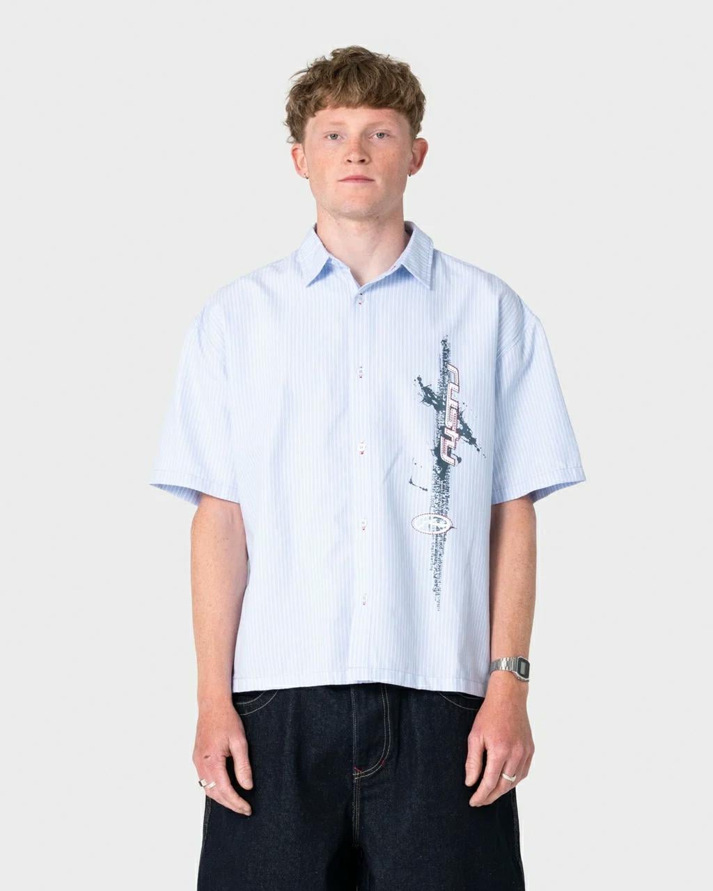 Rusty Morning Glory Short Sleev Sky Blue. Rusty Shirts - Short Sleeve in Mens Shirts - Short Sleeve & Mens Shirts. Code: WSM1246