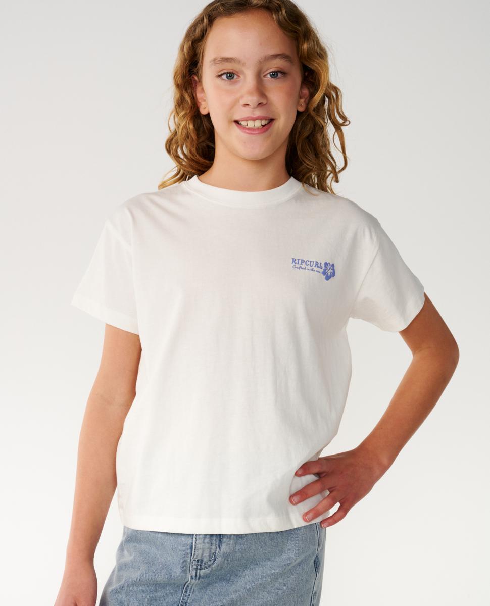 Rip Curl Surf Puff Relaxed Tee - Girls (8-14 Years) Bone/blue. Rip Curl Tees in Girls Tees & Girls T-shirts & Singlets. Code: 03EGTE
