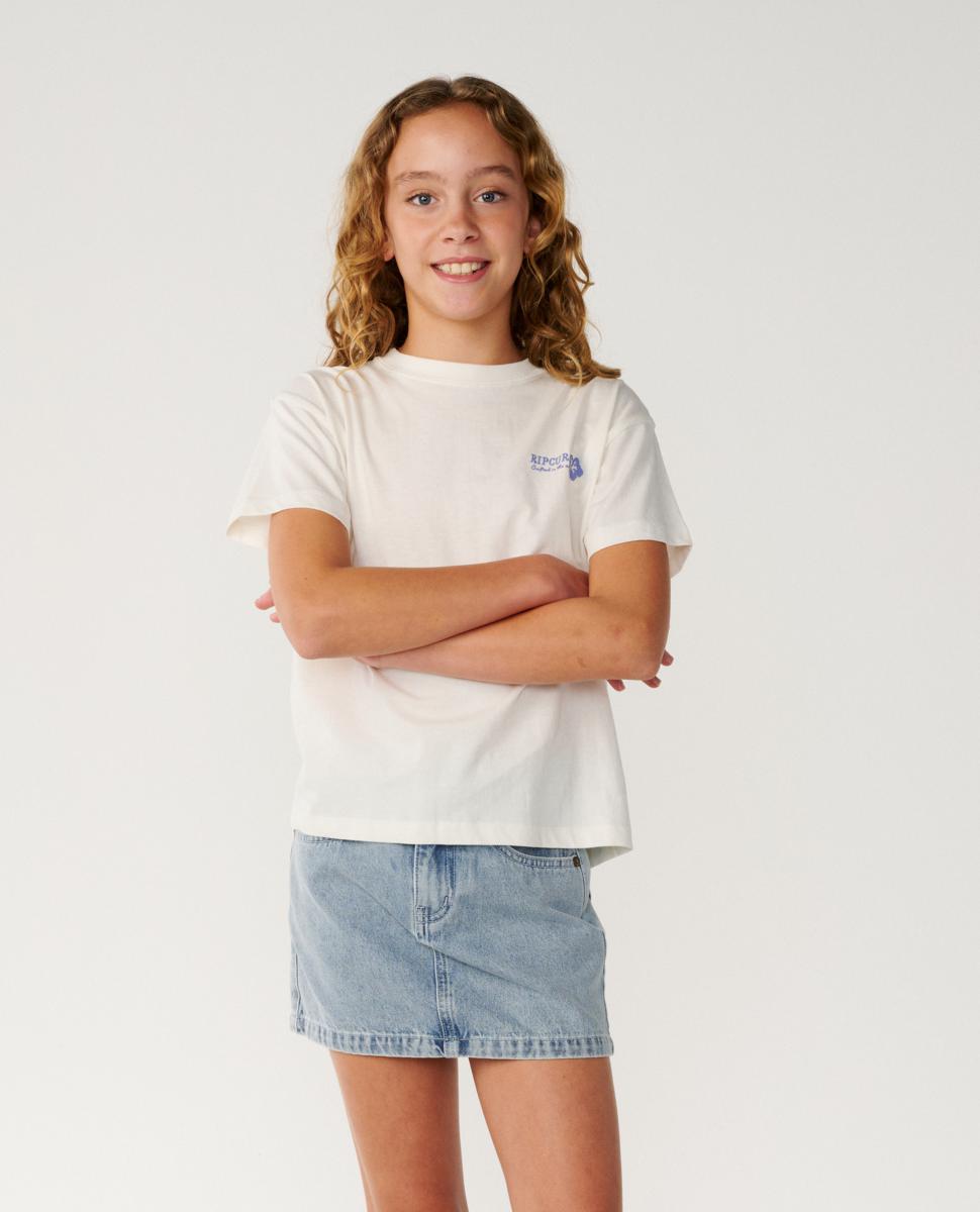 Rip Curl Surf Puff Relaxed Tee - Girls (8-14 Years) Bone/blue. Rip Curl Tees in Girls Tees & Girls T-shirts & Singlets. Code: 03EGTE