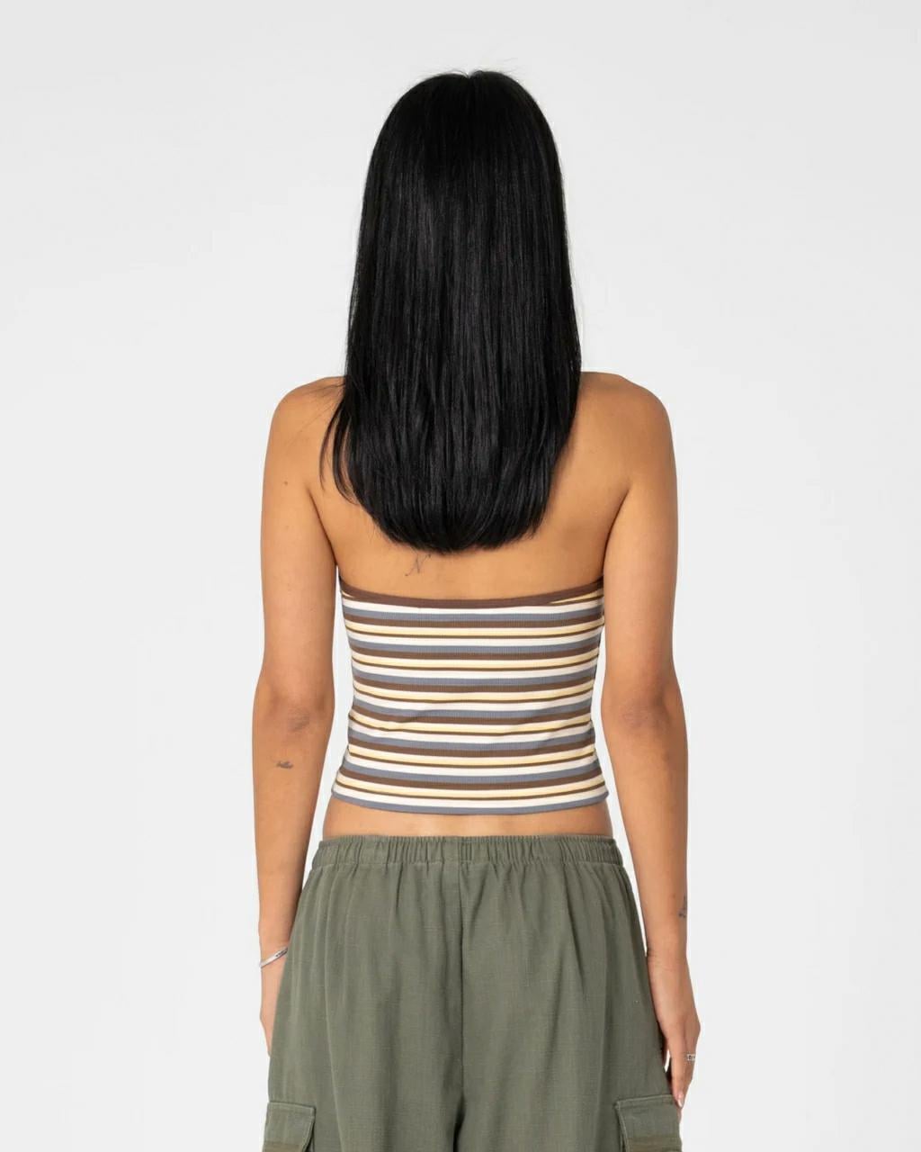 Rusty Halley Halter Top Retro Amber Stripe. Rusty Tees in Womens Tees & Womens T-shirts & Singlets. Code: FSL0759