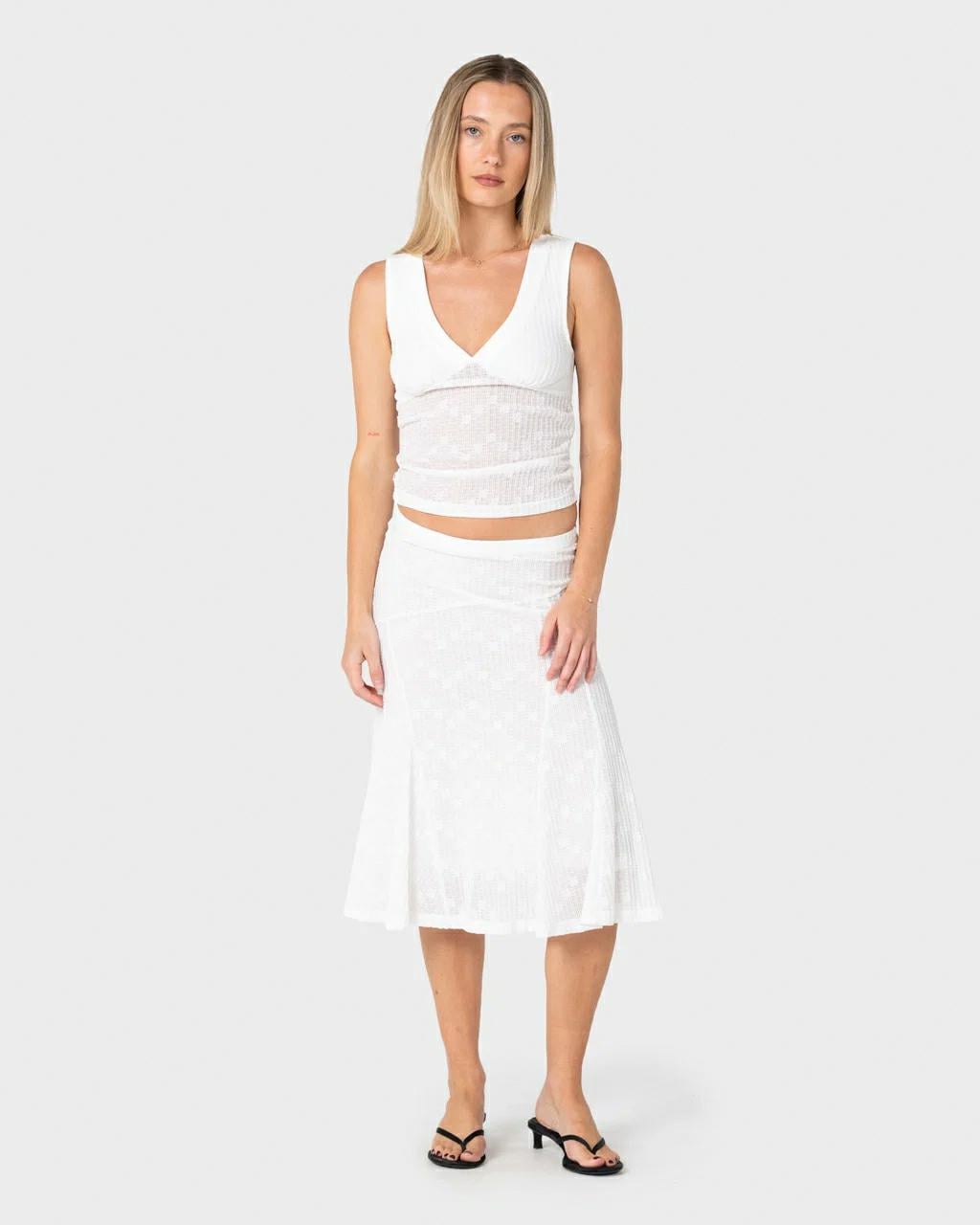 Rusty Roma Low V Lace Top White. Rusty Tees in Womens Tees & Womens T-shirts & Singlets. Code: FSL0785
