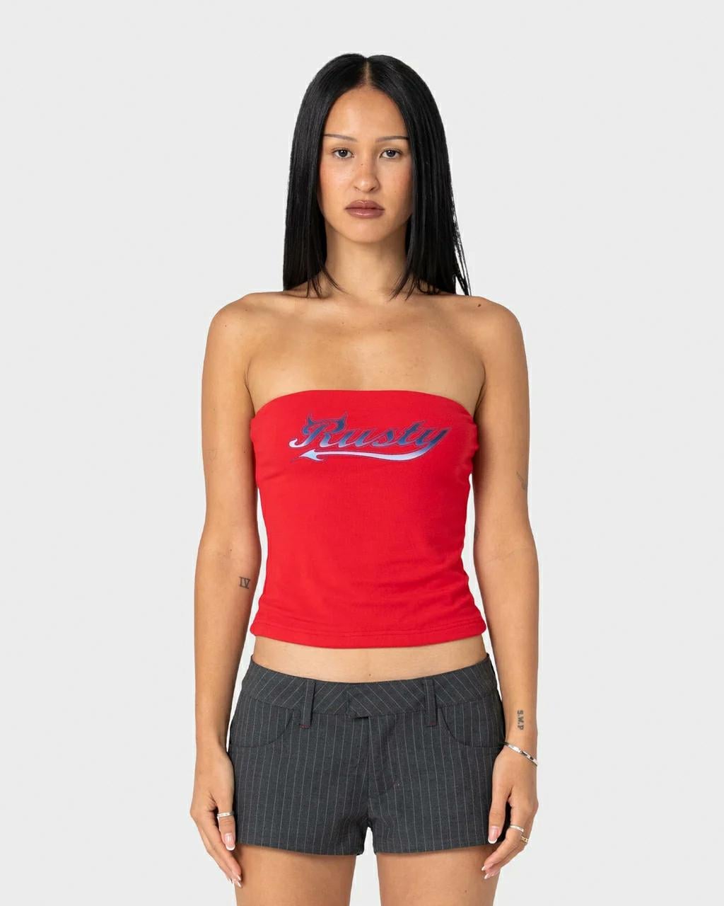 Rusty Horny Devil Boob Tube Red. Rusty Tees in Womens Tees & Womens T-shirts & Singlets. Code: FSL0792