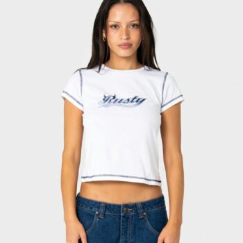 Rusty Horny Devil Baby Tee White. Rusty Tees in Womens Tees & Womens T-shirts & Singlets. Code: TTL1512