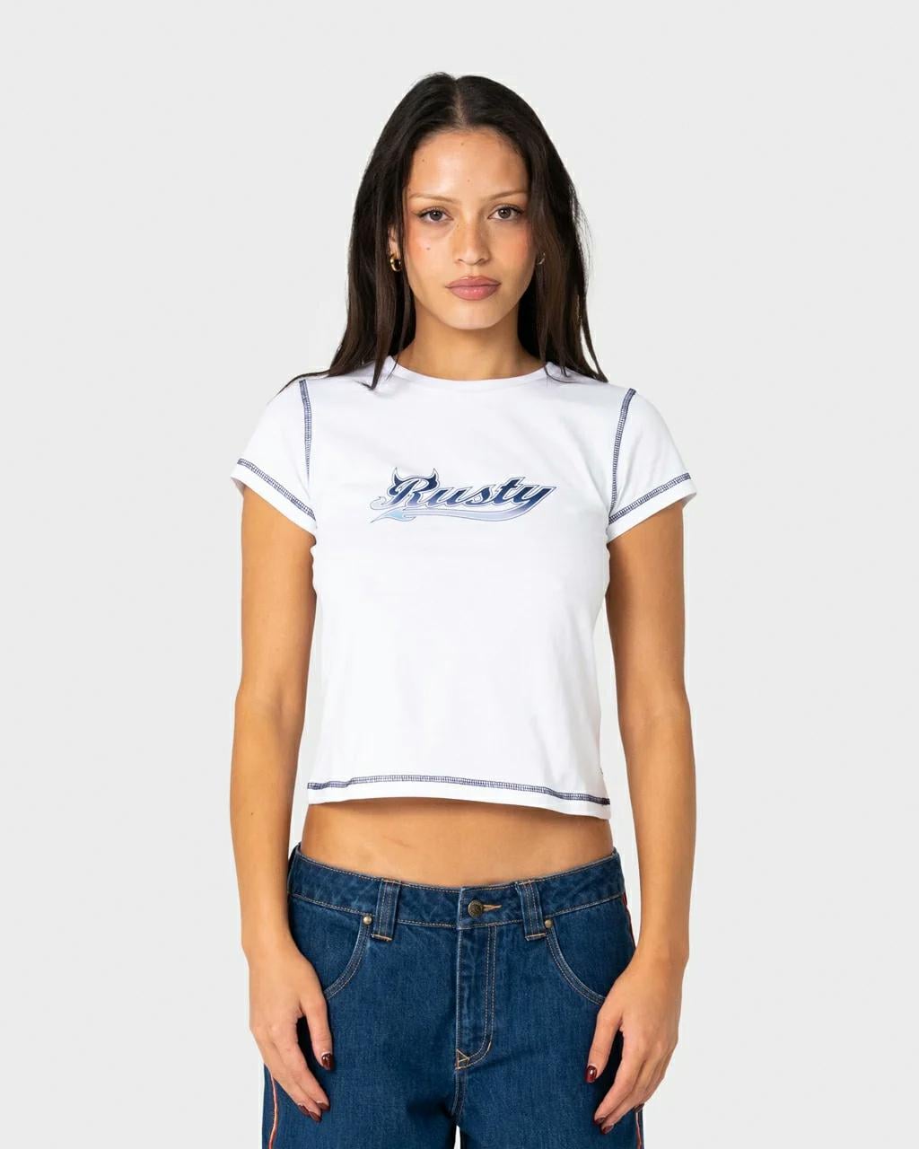 Rusty Horny Devil Baby Tee White. Rusty Tees in Womens Tees & Womens T-shirts & Singlets. Code: TTL1512