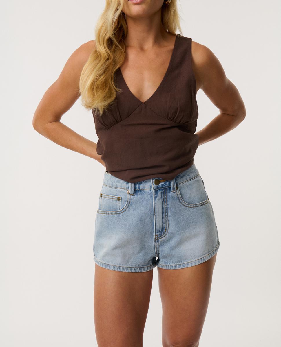Rip Curl Sasha Denim Short Vintage Blue. Rip Curl Walkshorts - Fitted Waist in Womens Walkshorts - Fitted Waist & Womens Shorts. Code: 08OWWS