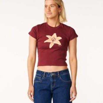 Rip Curl Lilly Fitted Tee Dark Plum. Rip Curl Tees in Womens Tees & Womens T-shirts & Singlets. Code: 0TBWTE