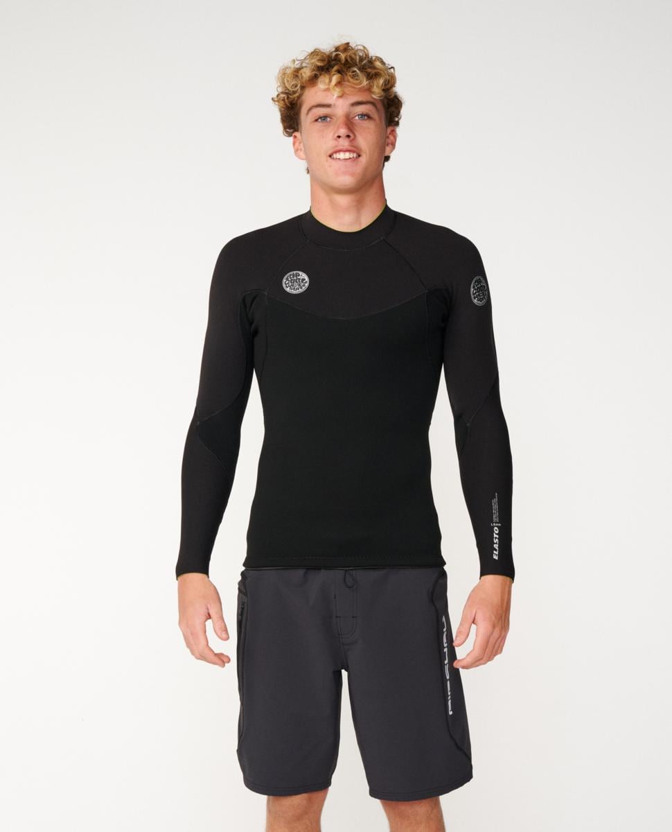 Rip Curl Elasto 1.5mm Long Sleeve Wetsuit Jacket Black. Rip Curl Vest & Jackets in Mens Vest & Jackets & Mens Wetsuits. Code: 12UMWJ