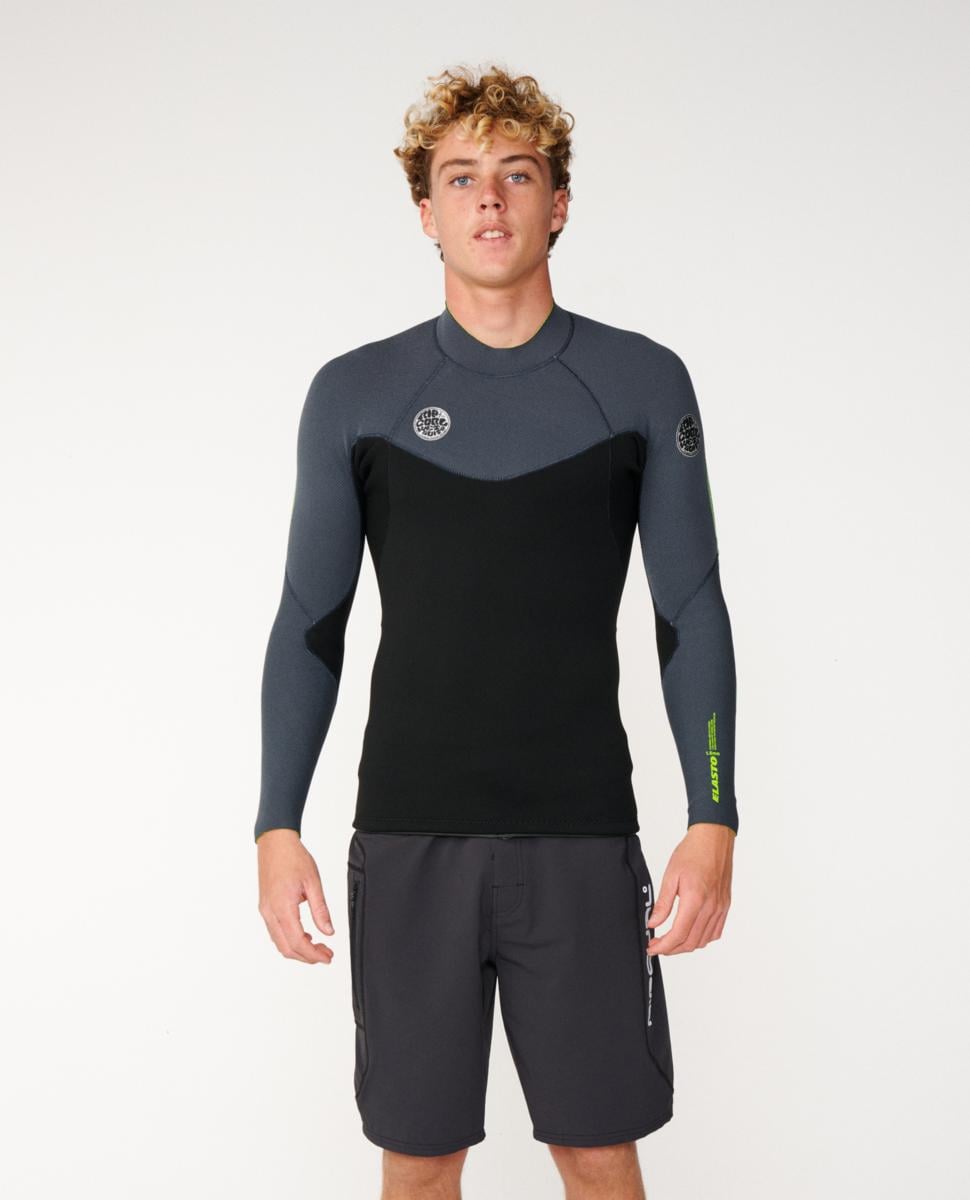 Rip Curl Elasto 1.5mm Long Sleeve Wetsuit Jacket Charcoal F.lime. Rip Curl Vest & Jackets in Mens Vest & Jackets & Mens Wetsuits. Code: 12UMWJ