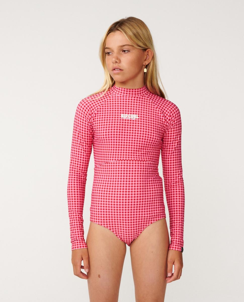 Rip Curl Island Check Ls Surfsuit- Deep Red/pink. Rip Curl Swimwear - Separates in Girls Swimwear - Separates & Girls Swimwear. Code: 14ZGRV