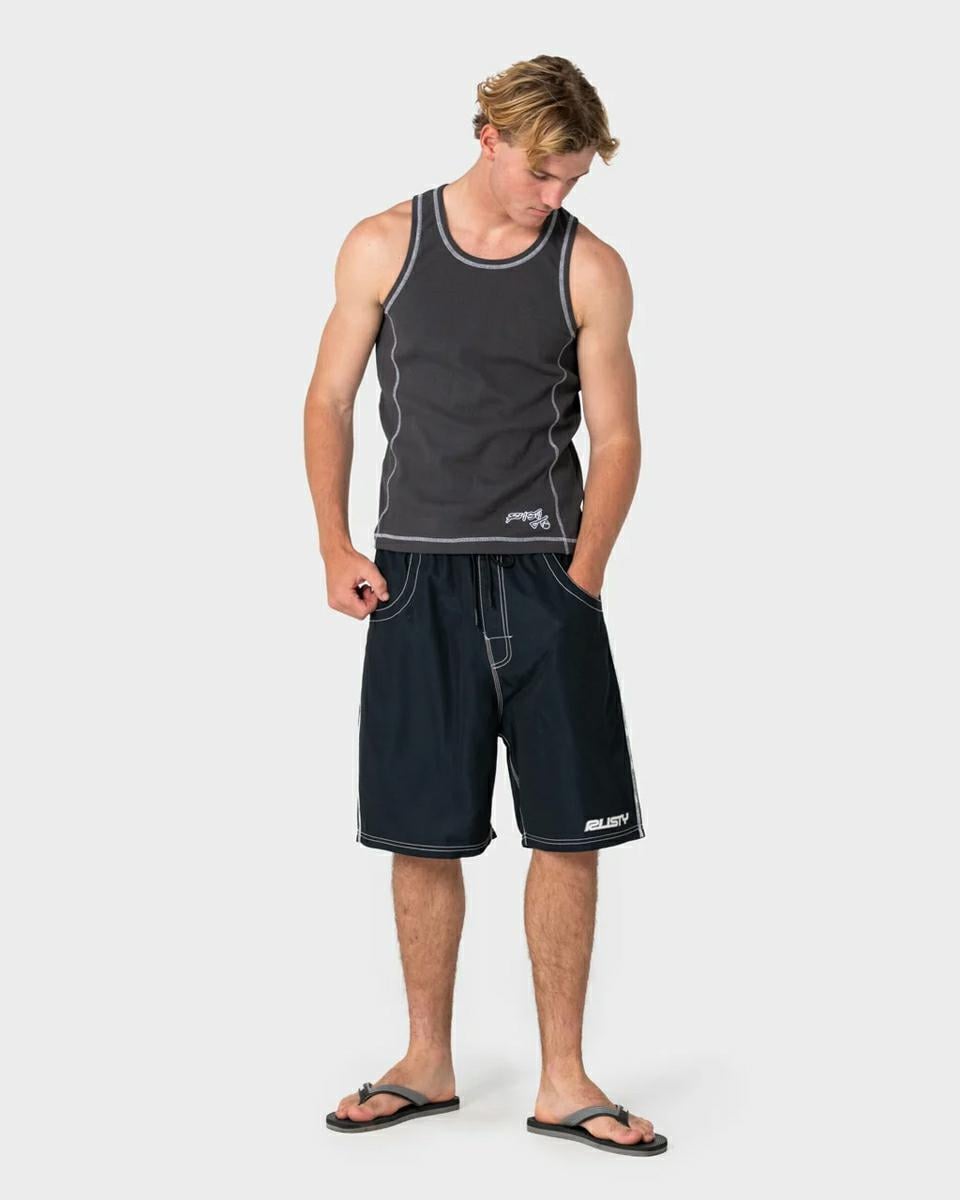 Rusty Flip Daddy Boardshort Black 4. Rusty Boardshorts - Elastic Waist in Mens Boardshorts - Elastic Waist & Mens Shorts. Code: BSM1674