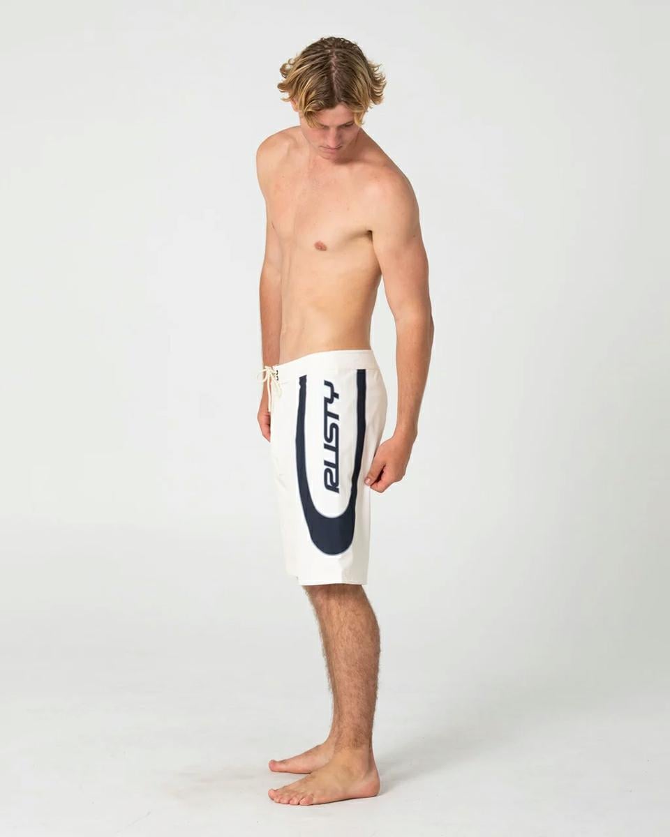 Rusty Charger Fixed Waist Board Cream. Rusty Boardshorts - Fitted Waist in Mens Boardshorts - Fitted Waist & Mens Shorts. Code: BSM1767
