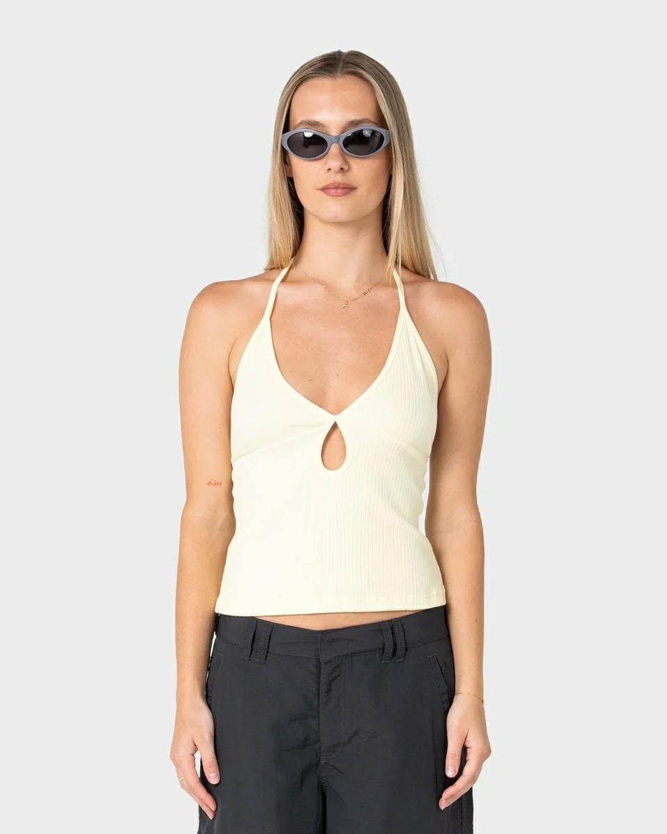 Rusty Emma Cut Out Skimmer Tank Pale Banana. Rusty Singlets & Tanks in Womens Singlets & Tanks & Womens T-shirts & Singlets. Code: TSL0642