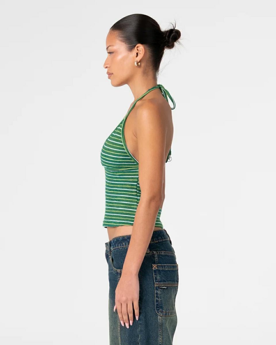 Rusty Emma Cut Out Skimmer Tank Tonal Green Stripe. Rusty Singlets & Tanks in Womens Singlets & Tanks & Womens T-shirts & Singlets. Code: TSL0642
