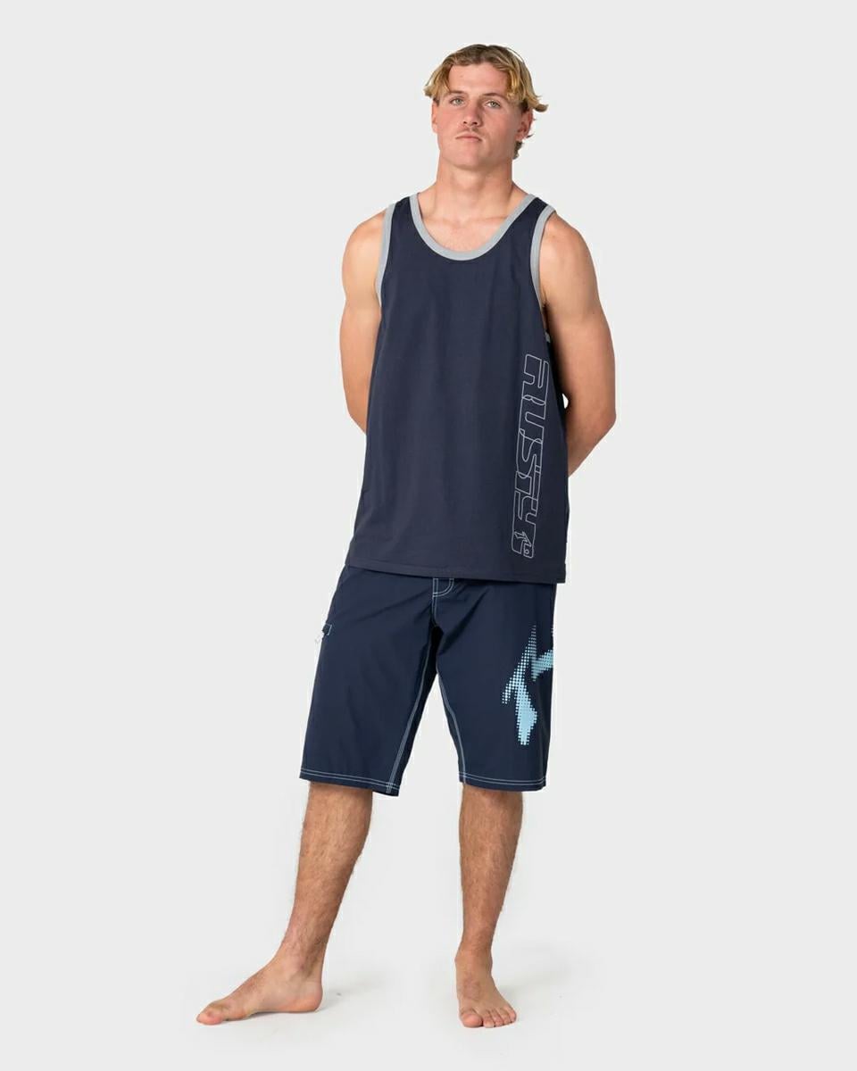 Rusty Speedrun Tank Navy Blue. Rusty Singlets & Tanks in Mens Singlets & Tanks & Mens T-shirts & Singlets. Code: TSM0548