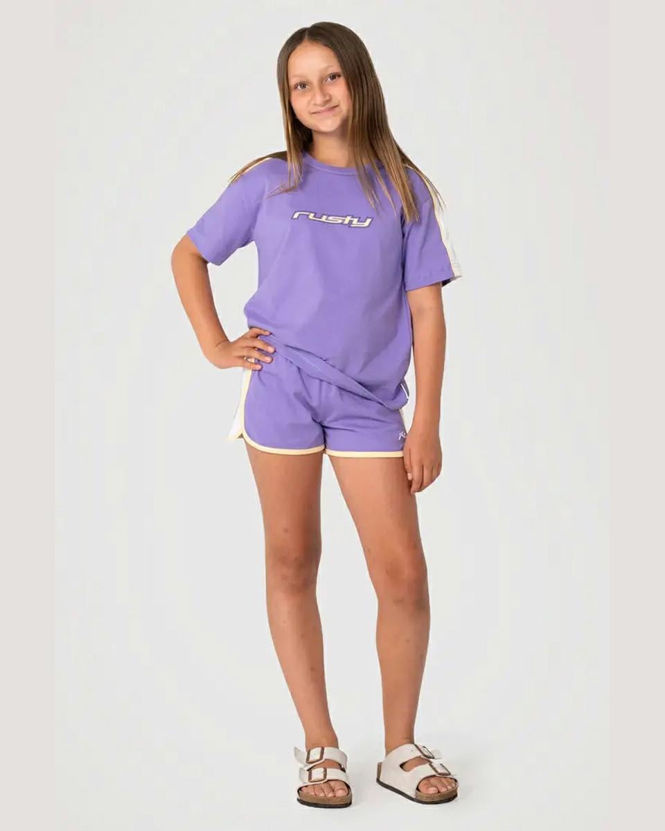 Rusty Mini Tammy 2 Girls Oversi Mulberry Purple / Wh. Rusty Tees in Girls Tees & Girls T-shirts & Singlets. Code: TTG0100