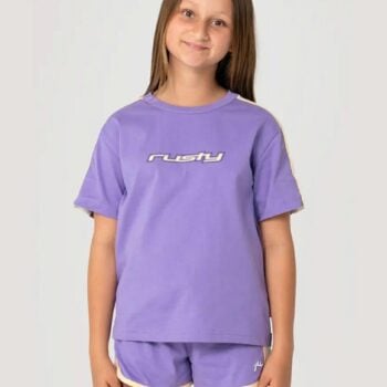 Rusty Mini Tammy 2 Girls Oversi Mulberry Purple / Wh. Rusty Tees in Girls Tees & Girls T-shirts & Singlets. Code: TTG0100