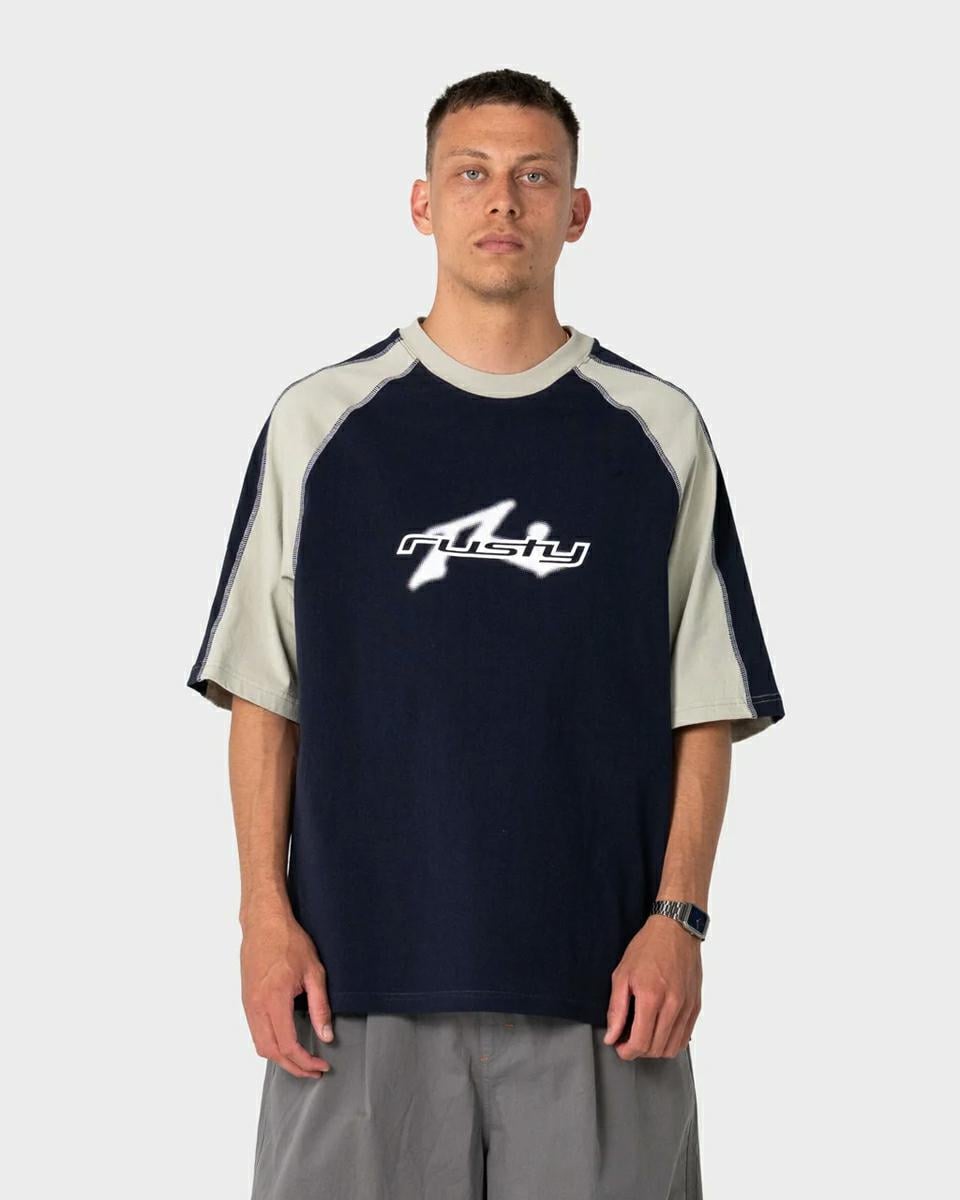 Rusty Fade-r Short Sleeve Tee Navy Blue. Rusty Tees in Mens Tees & Mens T-shirts & Singlets. Code: TTM3027