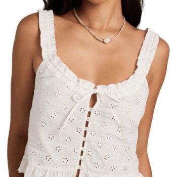 Billabong Simply Sweet Broderie Top Salt Crystal. Billabong Shirts - Short Sleeve in Womens Shirts - Short Sleeve & Womens Shirts. Code: UBJWT00292