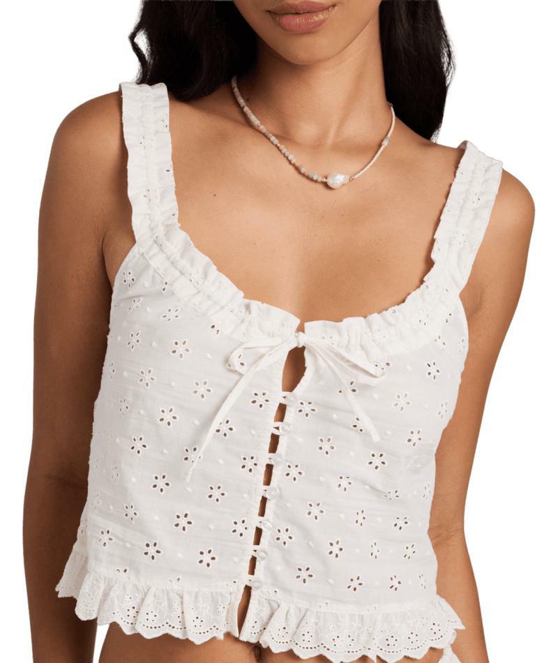 Billabong Simply Sweet Broderie Top Salt Crystal. Billabong Shirts - Short Sleeve in Womens Shirts - Short Sleeve & Womens Shirts. Code: UBJWT00292