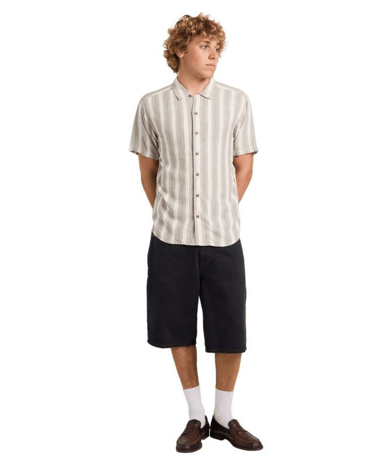 Rvca Beat Stripe Ss Shirt Mushroom. Rvca Shirts - Short Sleeve in Mens Shirts - Short Sleeve & Mens Shirts. Code: UVYWT00218